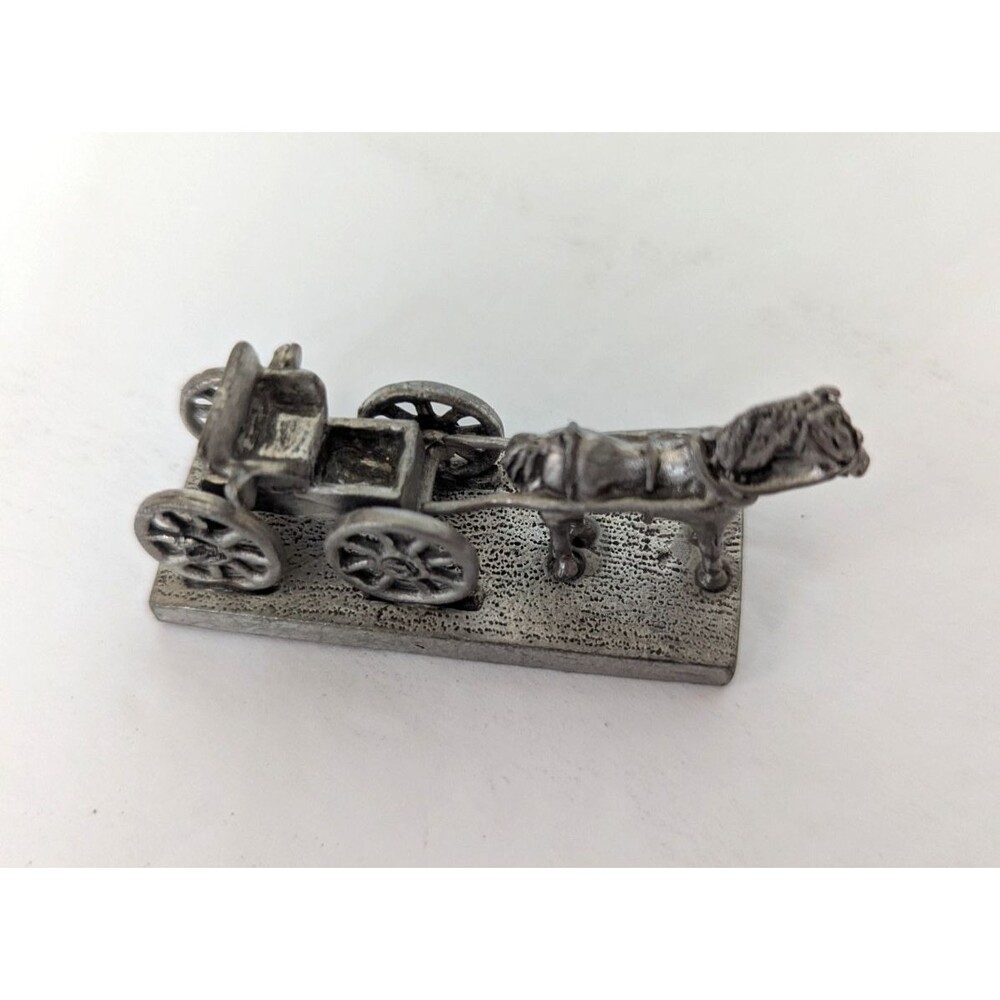 Vintage Pewter Horse Carriage Miniature Amish Dollhouse Collectibles Office Gift